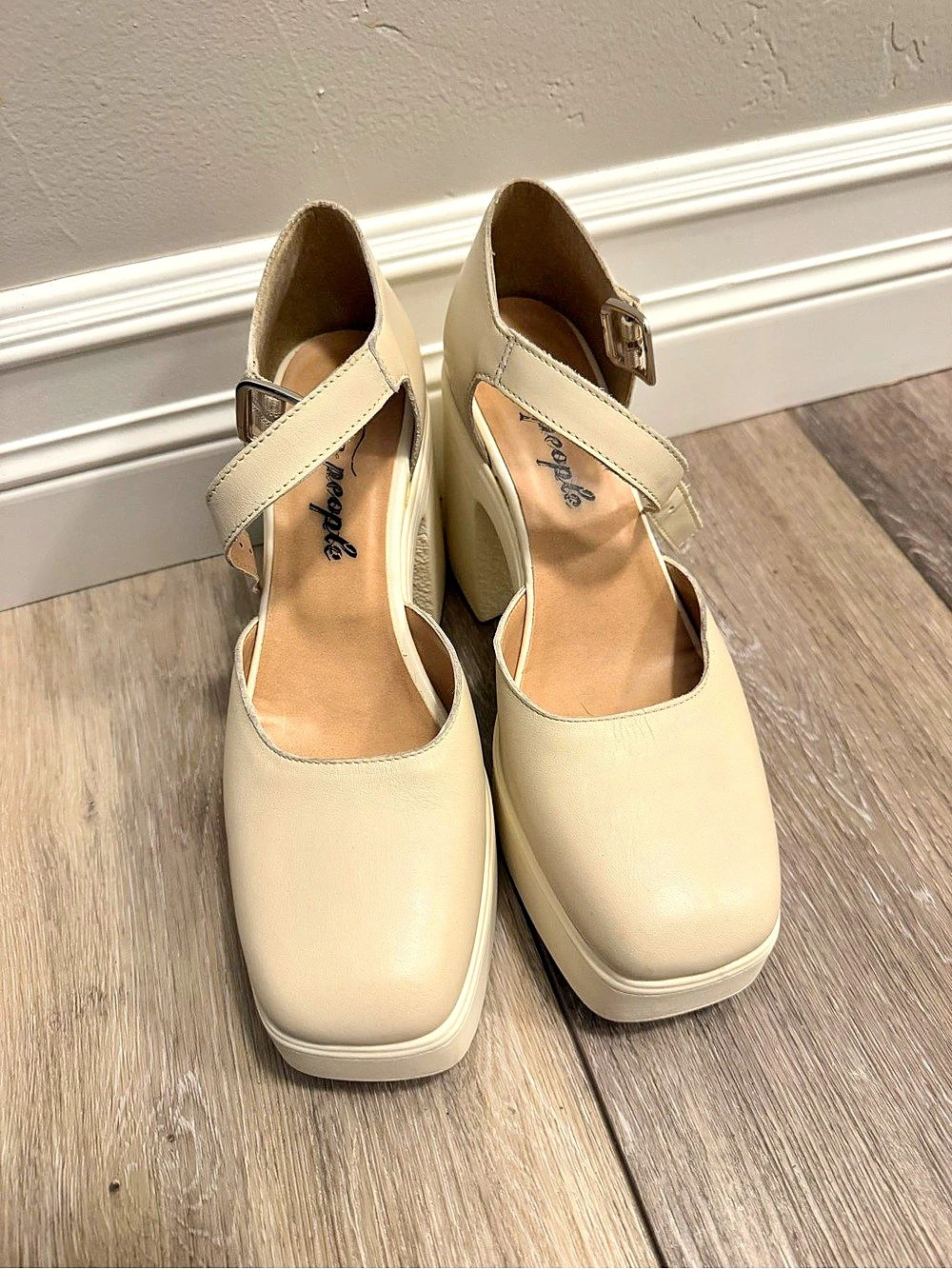 Free People Gwen Platform Mary Janes Beige